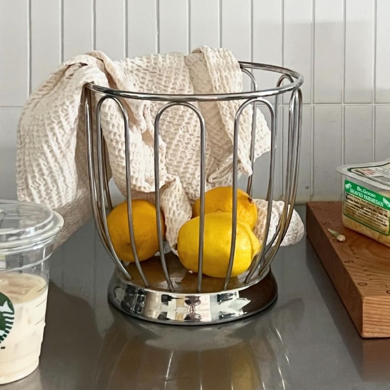 Food Storage Restaurant - Cesta de Frutas Minimalista de Acero