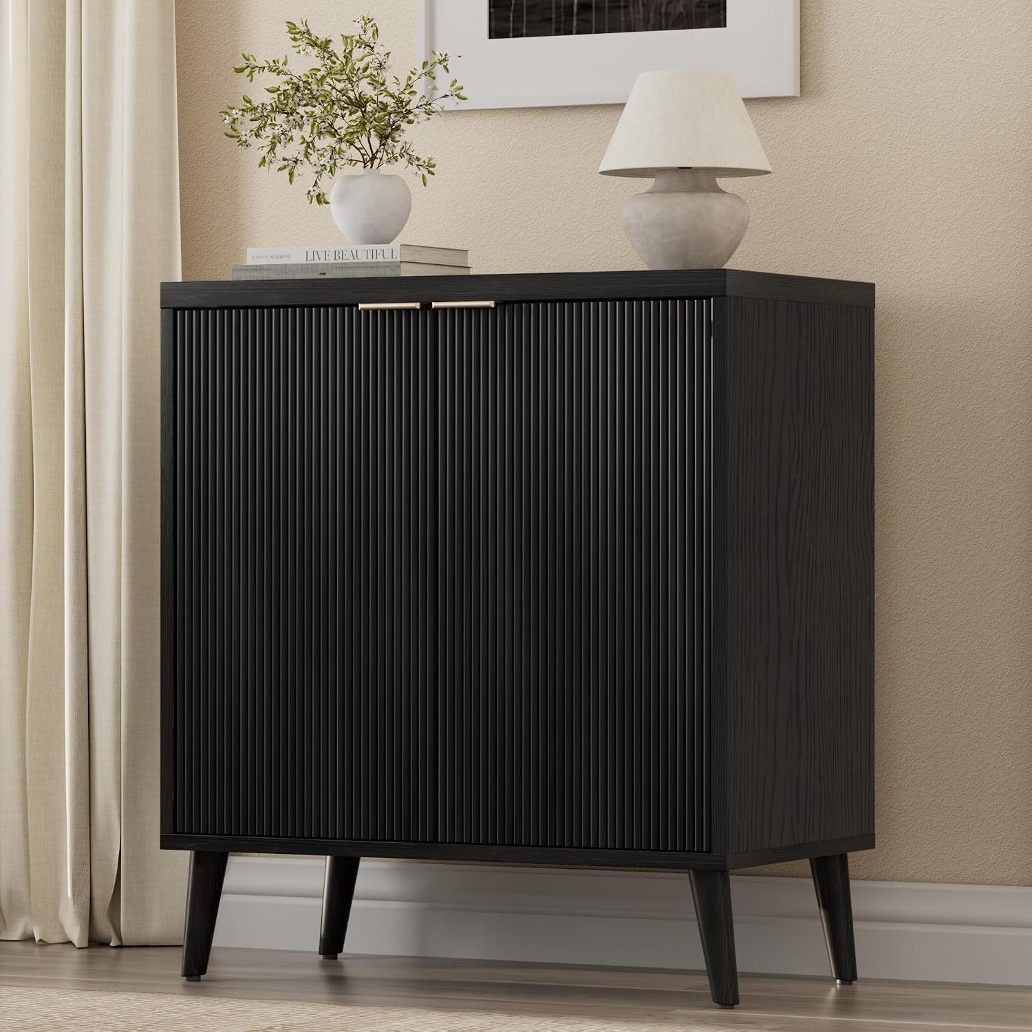 Food Storage For Room - Aparador Acanalado Moderno con Almacenamiento, Mueble