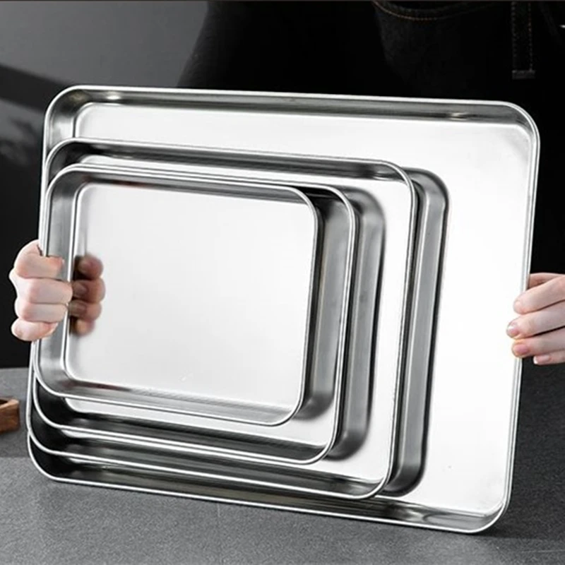 Food Storage Restaurant - Bandejas Rectangulares de Acero Inoxidable para