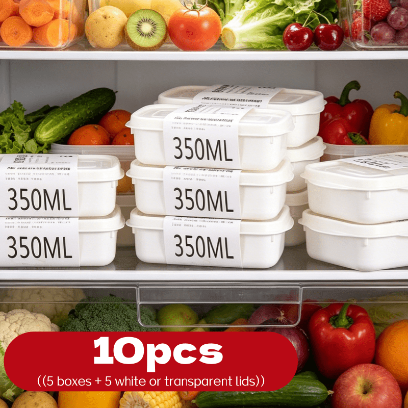 Food Storage Square Containers - Juego de 10 Recipientes Apilables Reutilizables