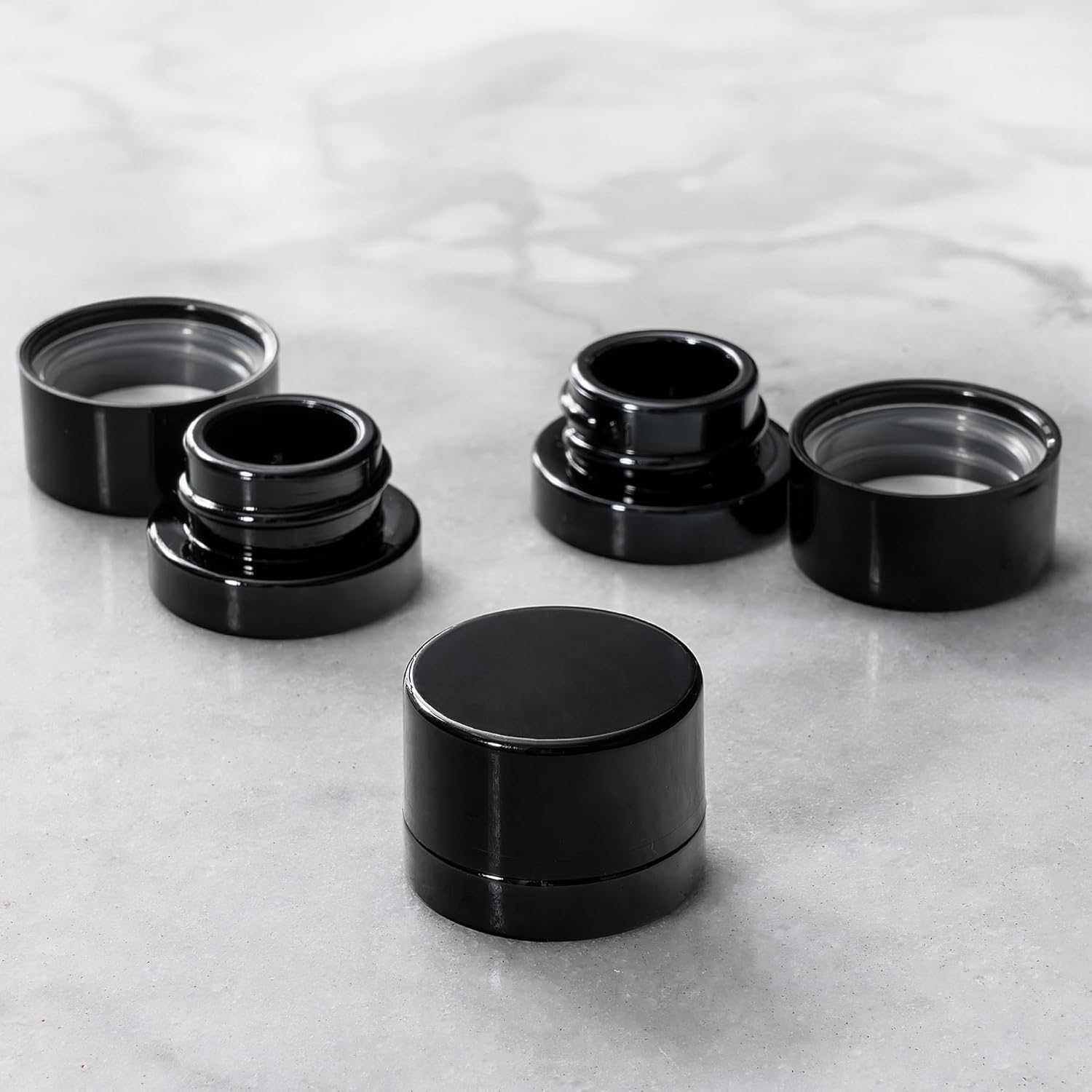 Food Storage Glass Set - Frascos de vidrio negro de 5