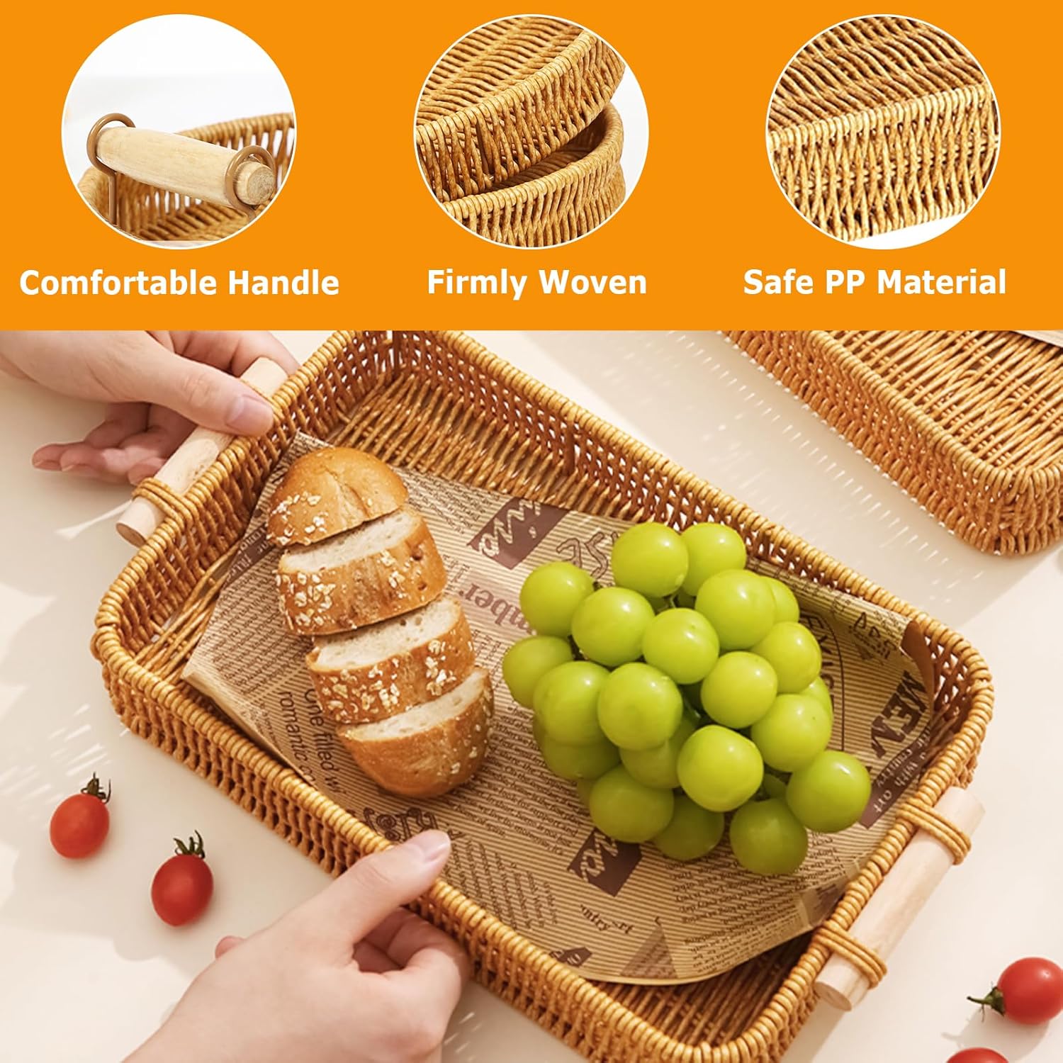 Bandeja de Mimbre Rectangular, - Food Storage Restaurant reseña y precio